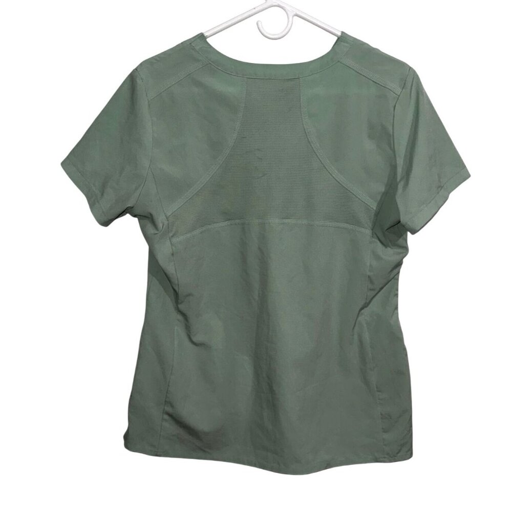 Green Scrub Top With Pockets M/M 90% Polyester 10% Spandex Knit Fabric - Picture 5 of 8